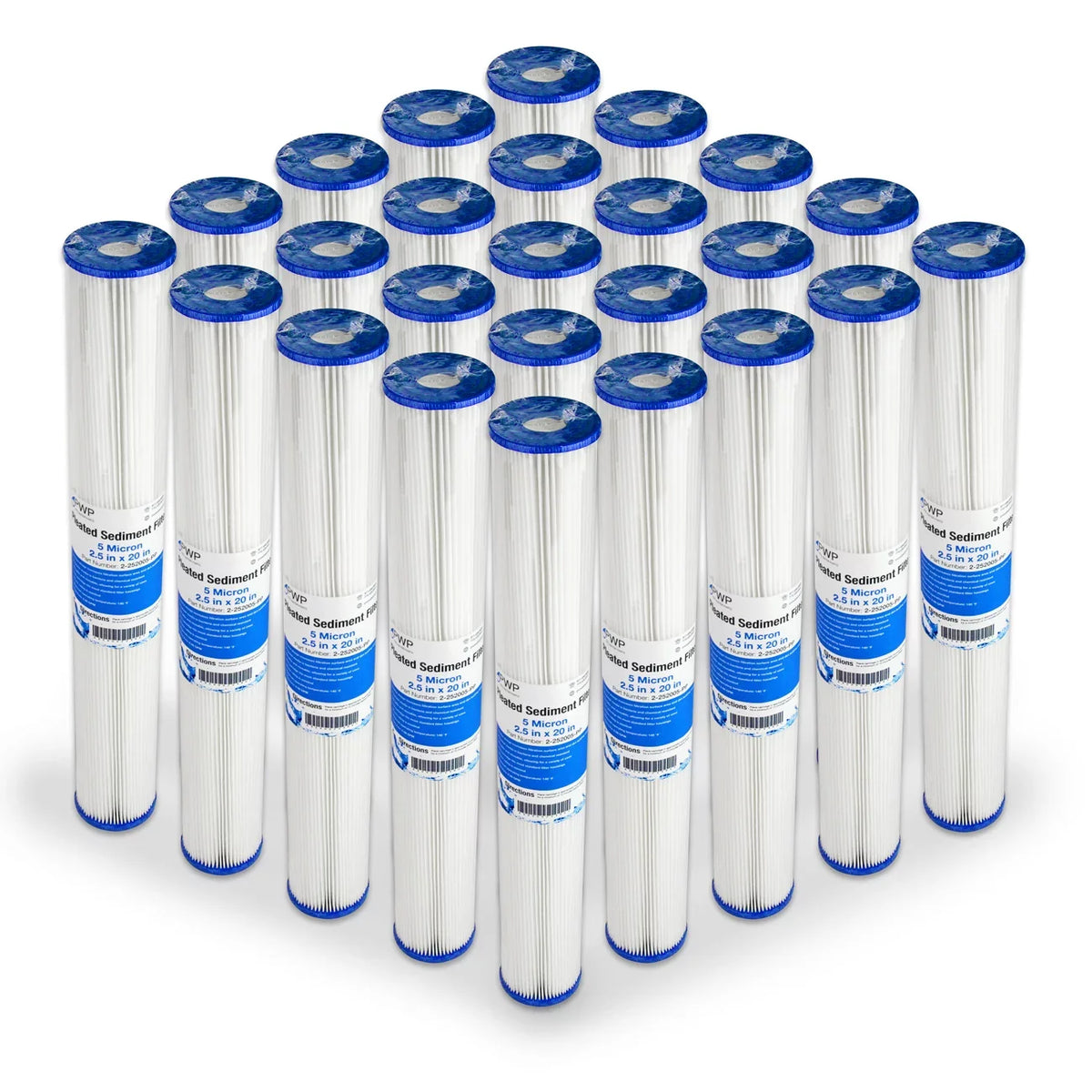 Pleated Poly Sediment Water Filter Cartdrige 20x2.5" 5 micron 25 Pack