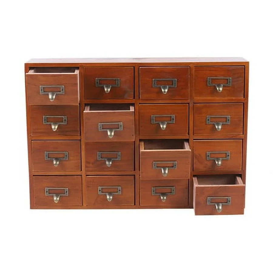 Retro Wood Apothecary Cabinet 16 Drawers Desk Drawer Organizer Storage Box