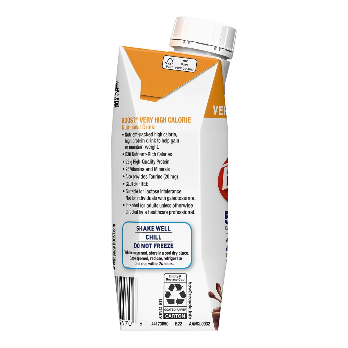 Nestle Boost Very High Calorie Complete Nutritional Drink Chocolate 8 oz Reclosable Carton 24 Ct