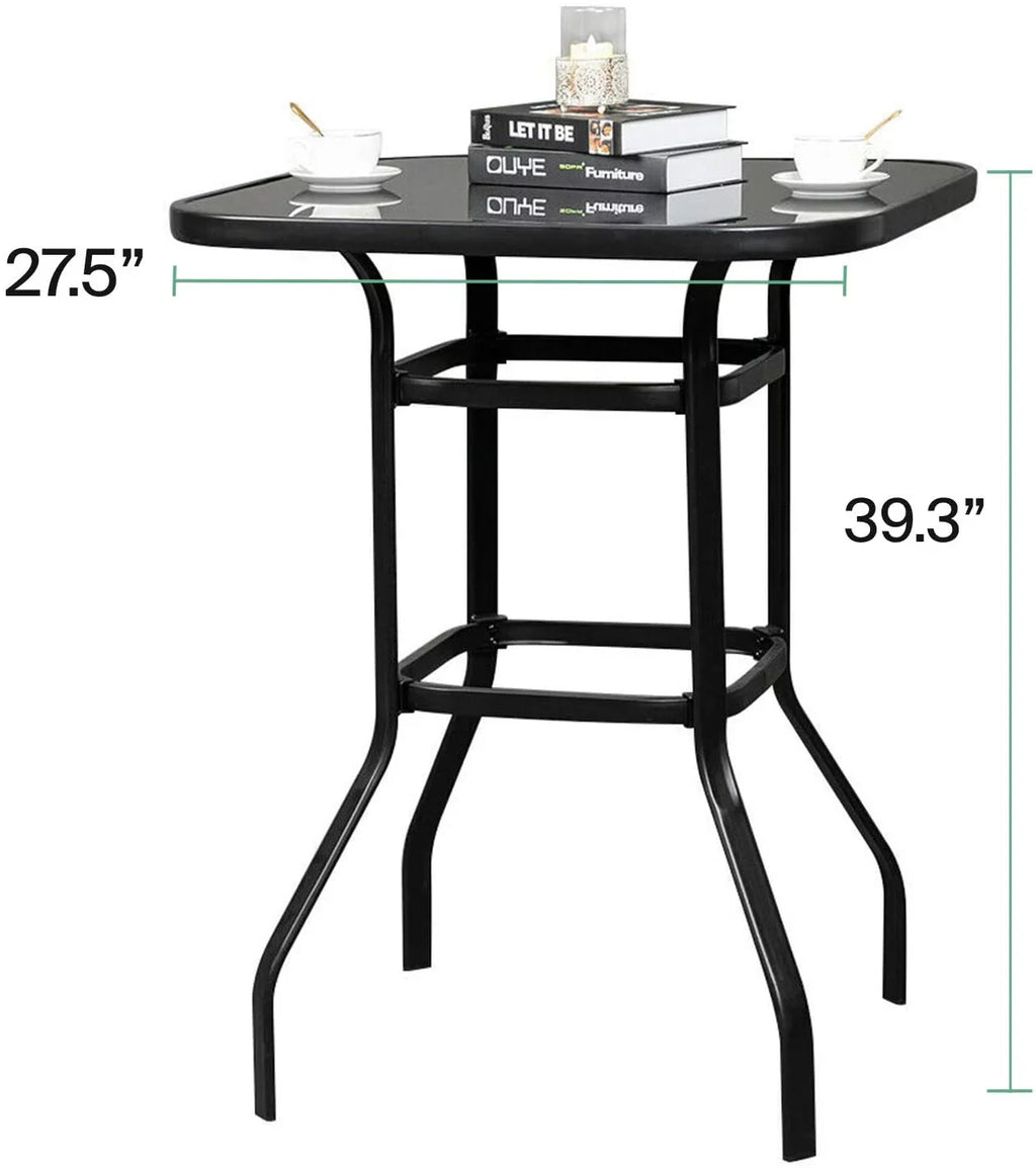 Nikias Durable Solid Glass Bar Table For Deck
