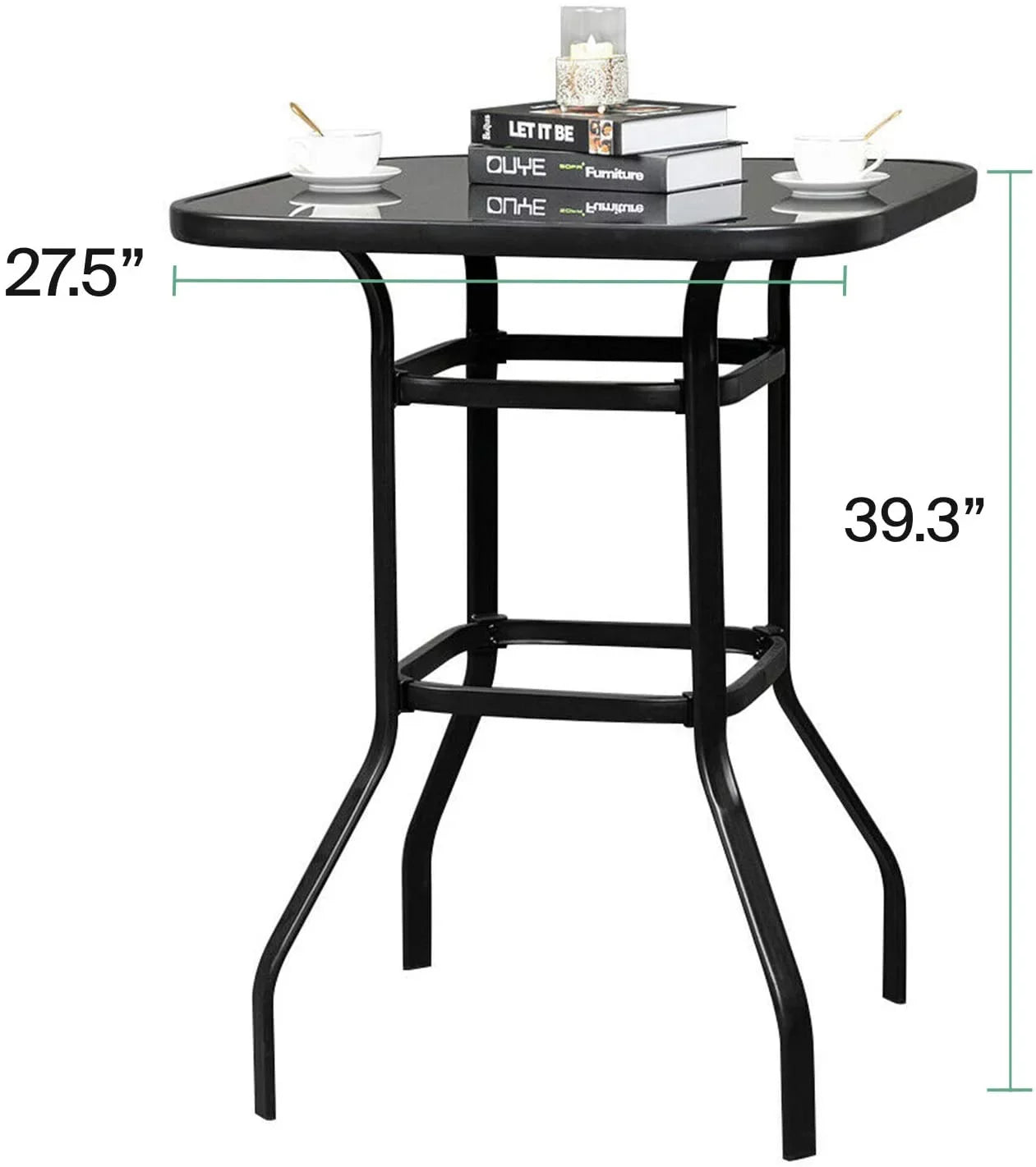 Nikias Durable Solid Glass Bar Table For Deck