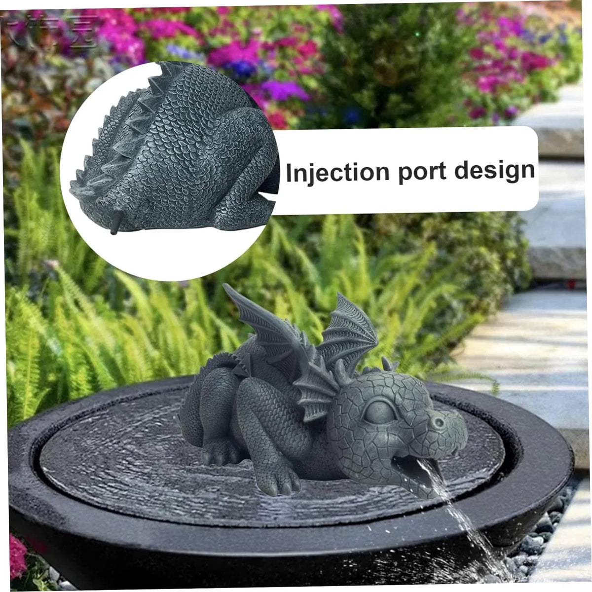 Dragon Fountain Resin Pond Spouting Dragon Garden Statue Weather Resistant Realistic Water Spray Dragon Statue for Yard Park Courtyard Pond Pool