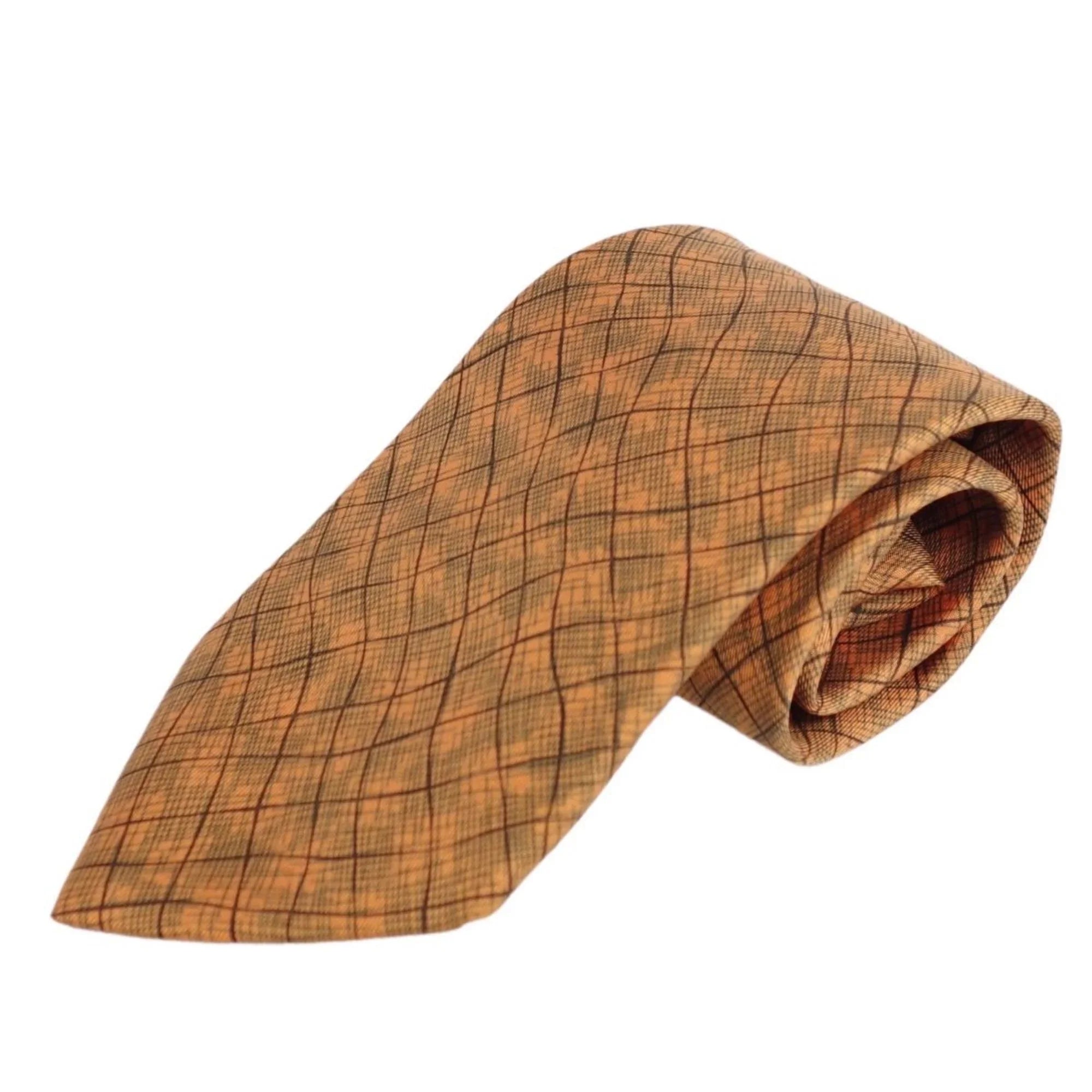 Pre-Owned Hermes HERMES tie silk twill 100% men's orange (Good)