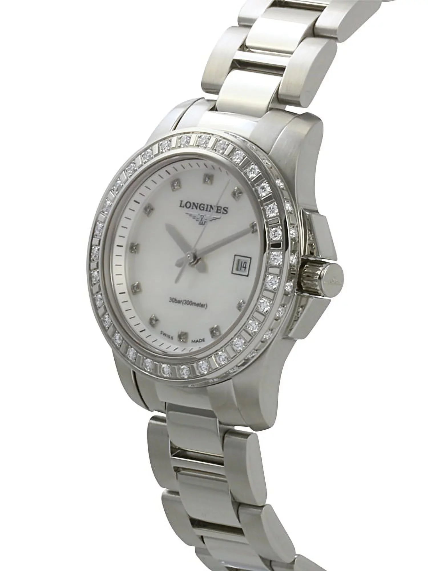 Longines Conquest White Pearl & Diamonds Women's Watch L3.258.0.88.6
