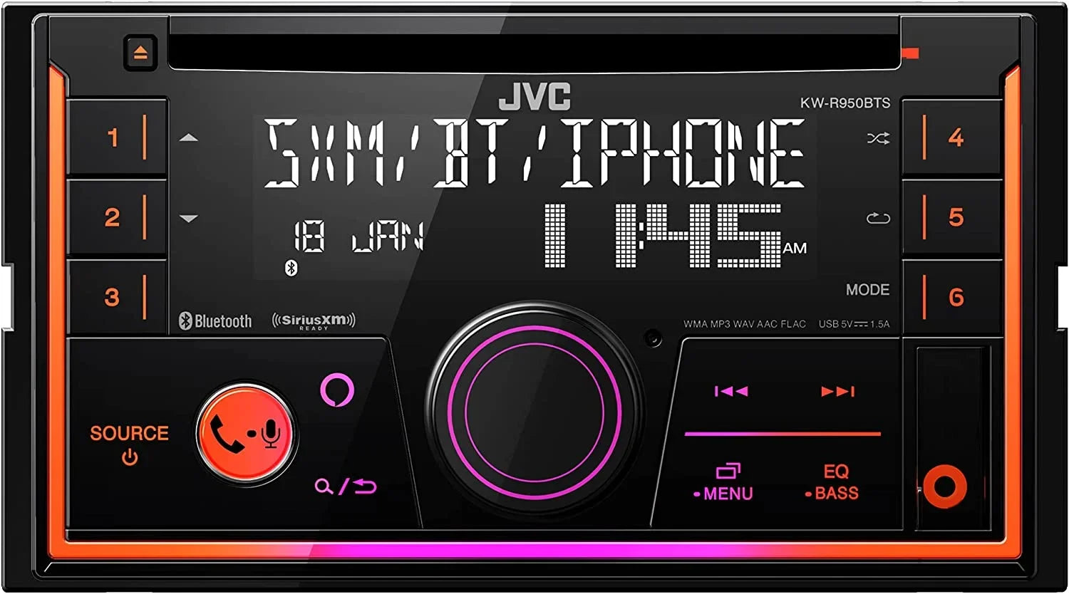 JVC KW-R950BTS Double DIN In-Dash CD Car Stereo Receiver with Bluetooth and Built-in Alexa (SiriusXM Ready)