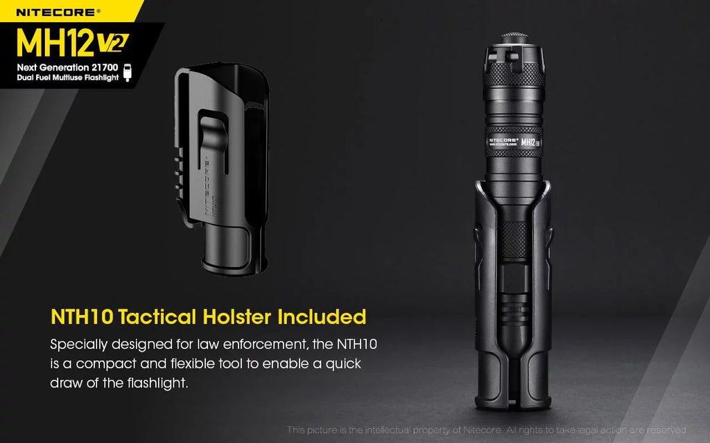COMBO: Nitecore MH12 V2 CREE XP-L2 V6 LED Flashlight -1200 Lumens w/ 21700 Battery and Nitecore NB10000 10,000mAh Power Bank