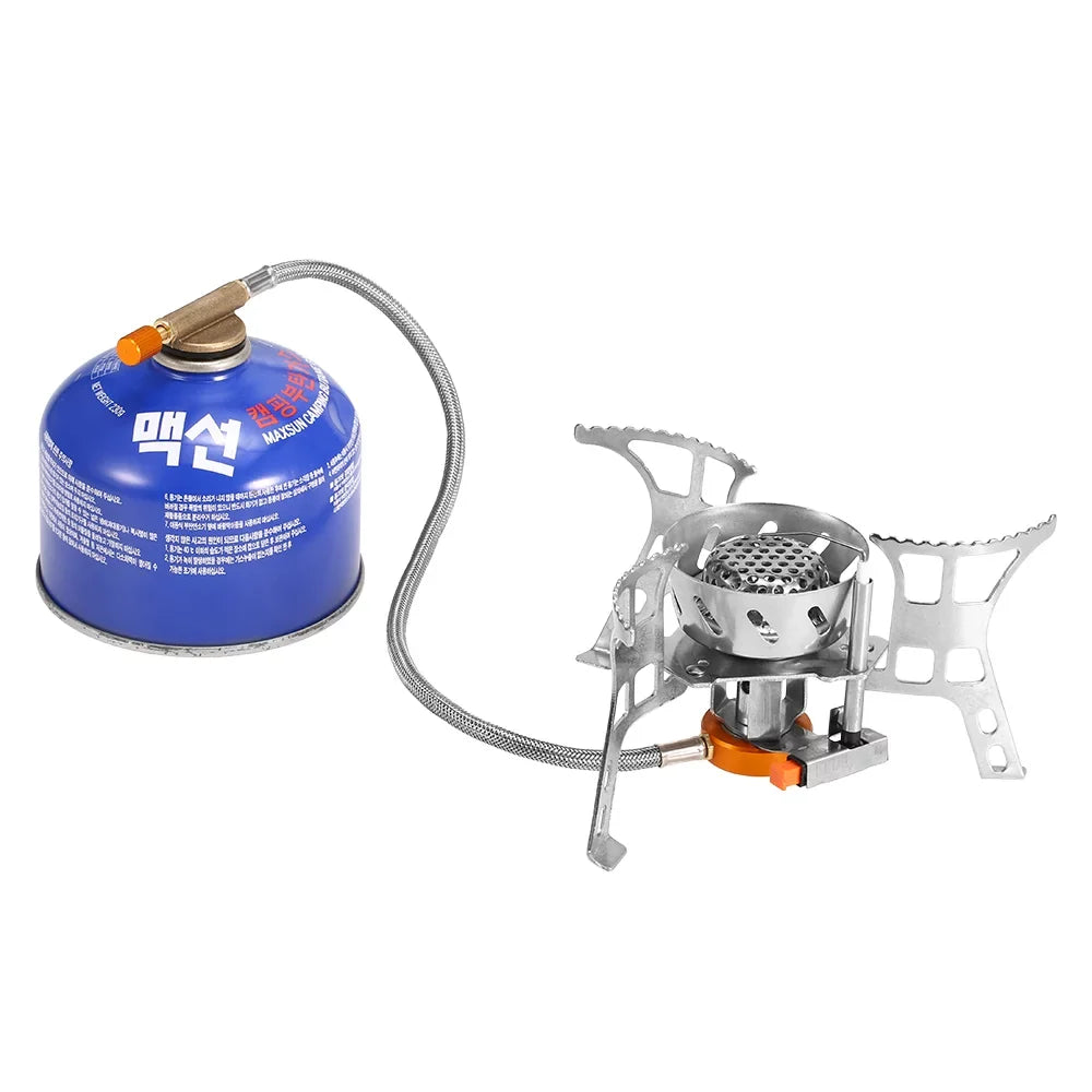 Meterk Portable Windproof Camping Gas Outdoor Cooking Foldable Split with Gas Conversion Head Adapter