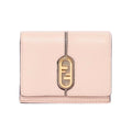 Fendi O'Lock Wallet Micro Trifold Rose Pink Tortora Gray Calf Leather