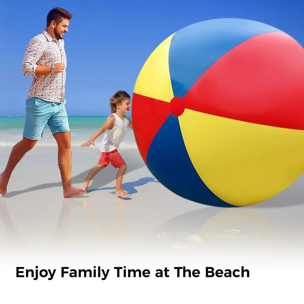 Giant Inflatable Beach Ball, Novelty Pool Toy for Kids Toddlers Adults, Jumbo Size 59 Inches, Huge Swimming Pool Ball for Games, Foldable Beach Ball in Mixed Blue Red Yellow