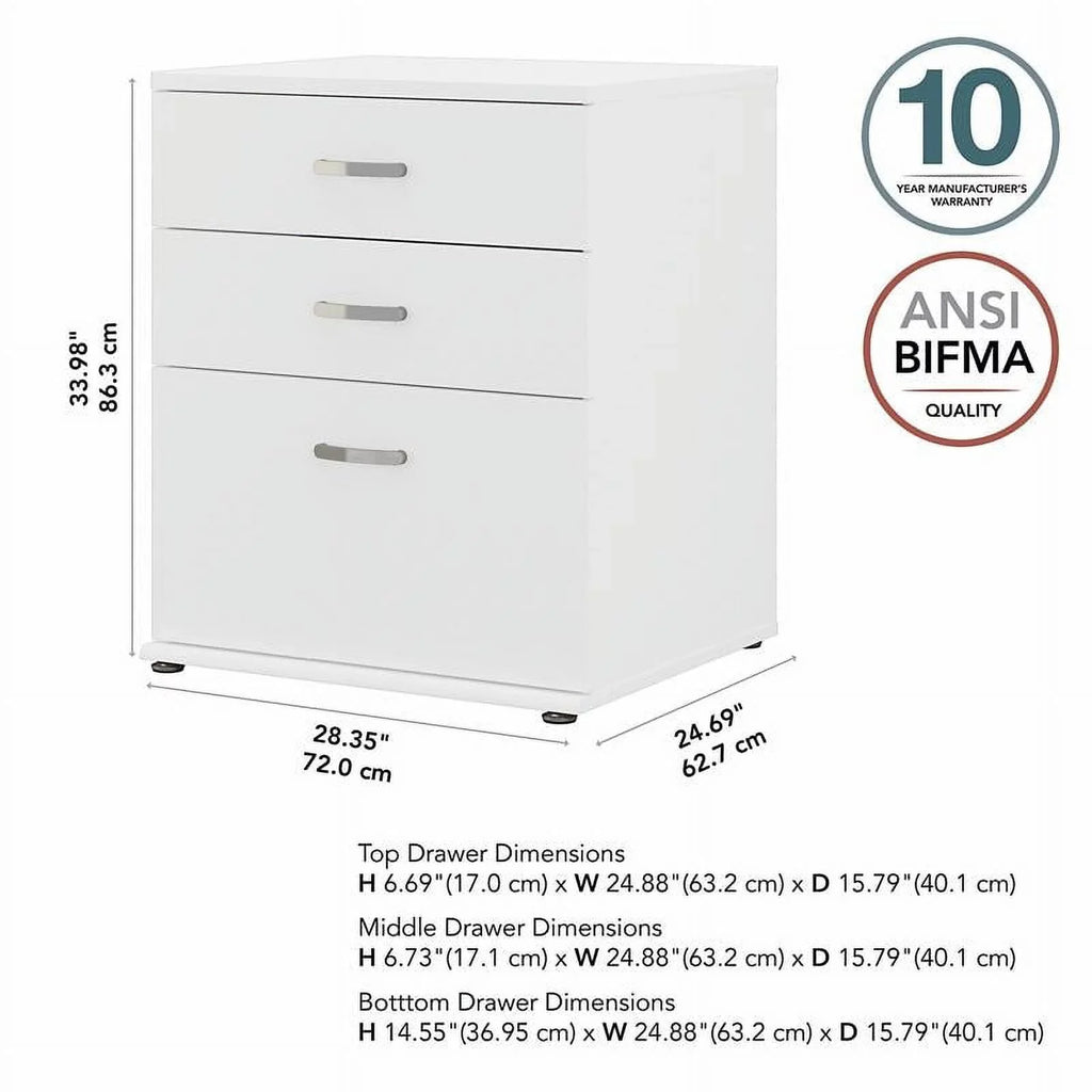 Pemberly Row Garage Storage Cabinet with Drawers in White - Engineered Wood