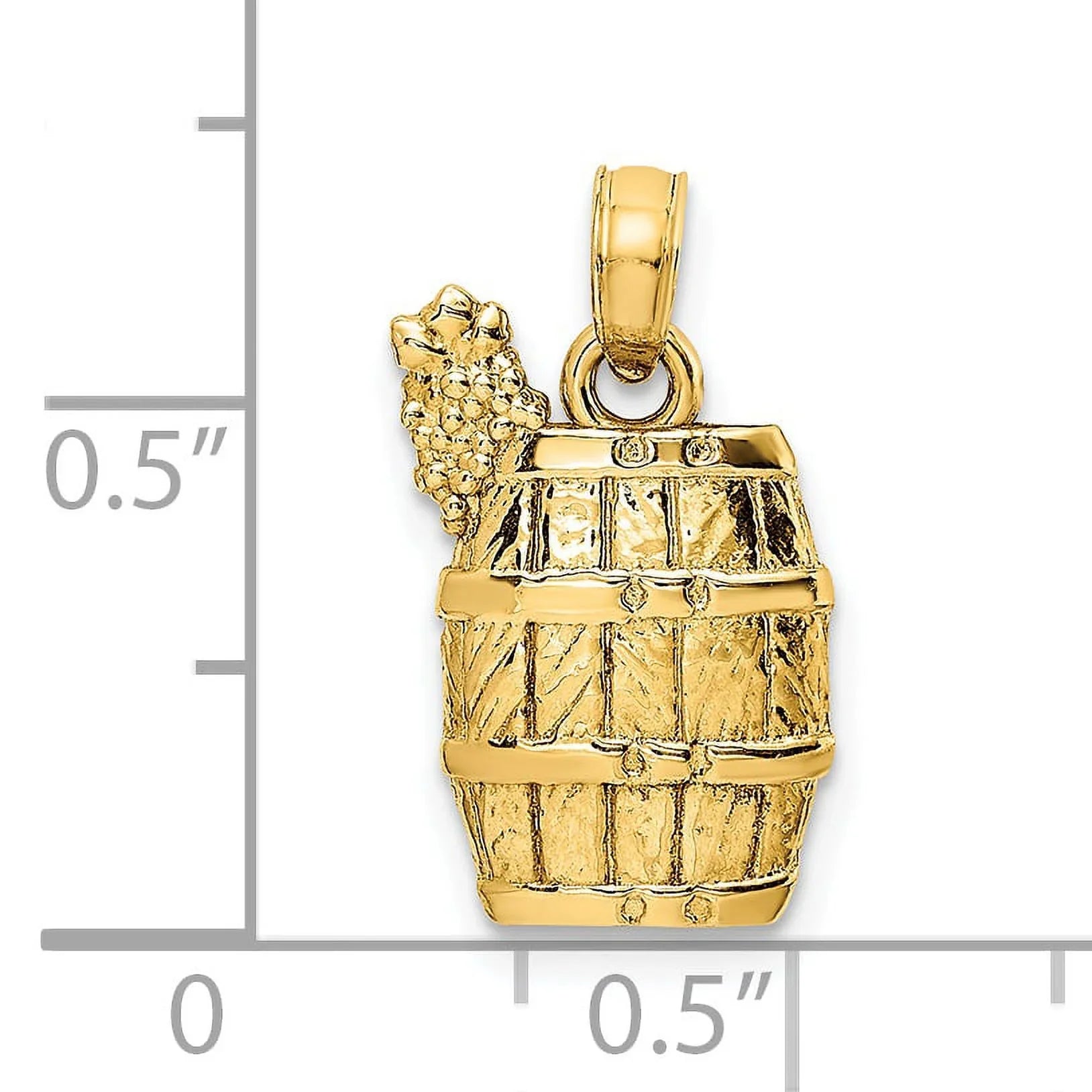 FJC Finejewelers 14k Yellow Gold Wine Barrel with Grapes Charm