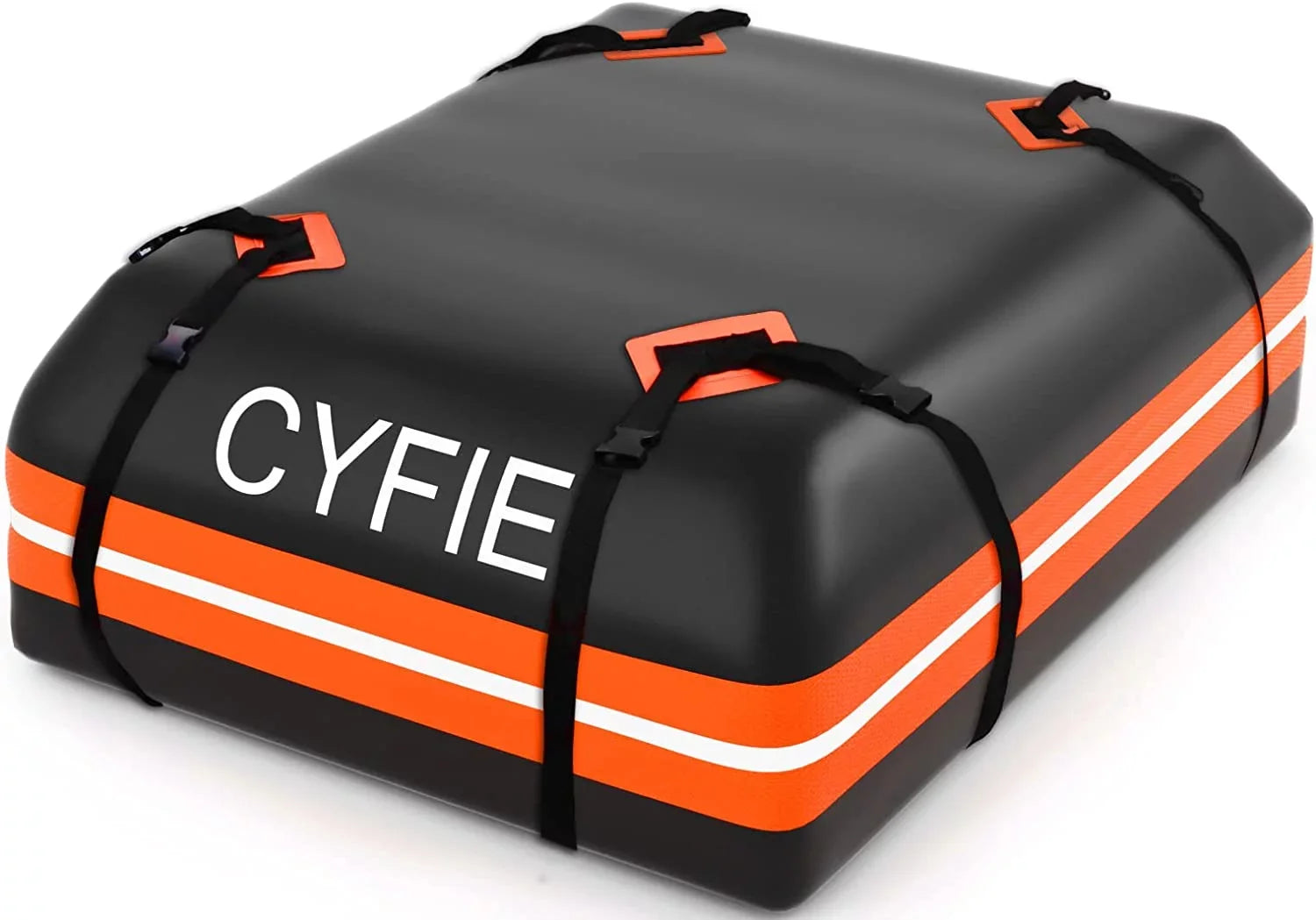 Cyfie Rooftop Cargo Bag for Car,SUV Car Top Carrier 15Cu. ft for All Cars with/Without Rack, Waterproof & Tearproof, Includes Anti-Slip Mat, 8 Reinforced Straps, 6 Door Hooks, Storage Bag