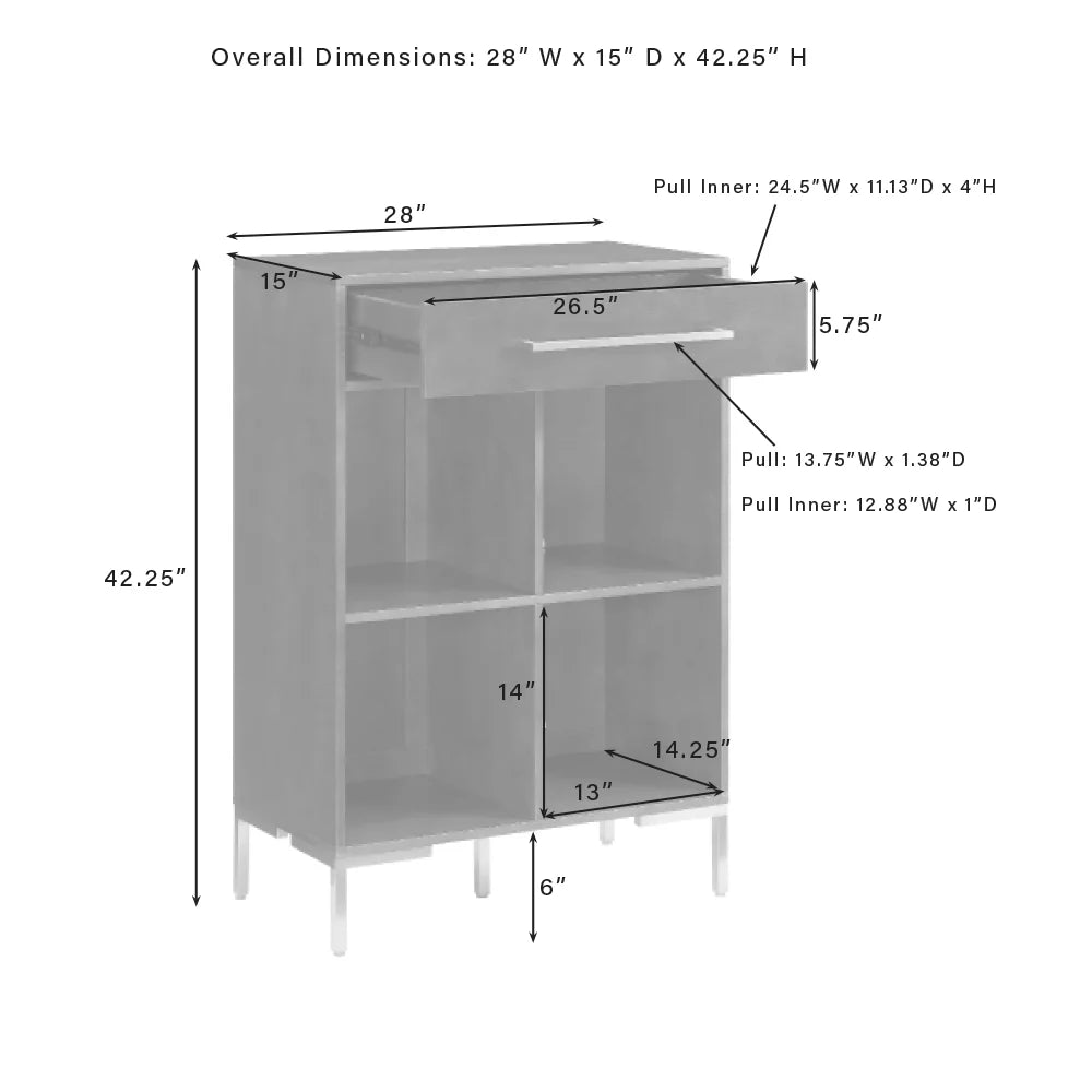 Crosley Furniture Juno Cube Bookcase and Record Player Stand with Storage for Vinyl Records