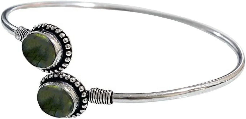 Handmade Cuff Bracelet For Women, Bohemian Tribal Design Silver Plated Natural labradorite Gemstone Modern Designer Fashion Bracelet, Party Boho Jewellery