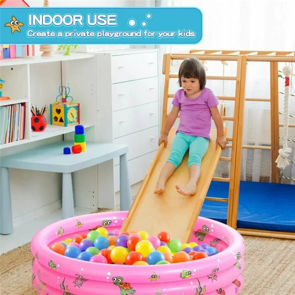 Inflatable Baby Pool,Swimming Pool for Kids,Toddler 3 Rings Blow Up PVC Round Padding Pool for Babies Outside Family 51"x13" (Pink)