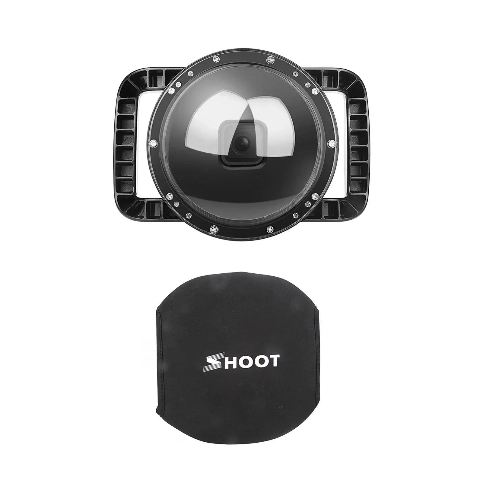 Waterproof Dome Port Case for 9 Black and 10SHOOT XTGP559, Dual Handle, 45m Waterproof, 180° Wide Angle