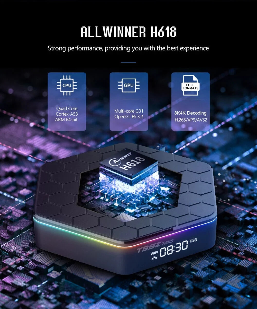 KingFurt Quad Core 8K HD Video 64GB Memory 6K Stream Player 2023 T95Z Plus Smart Android 12.0 TV Box