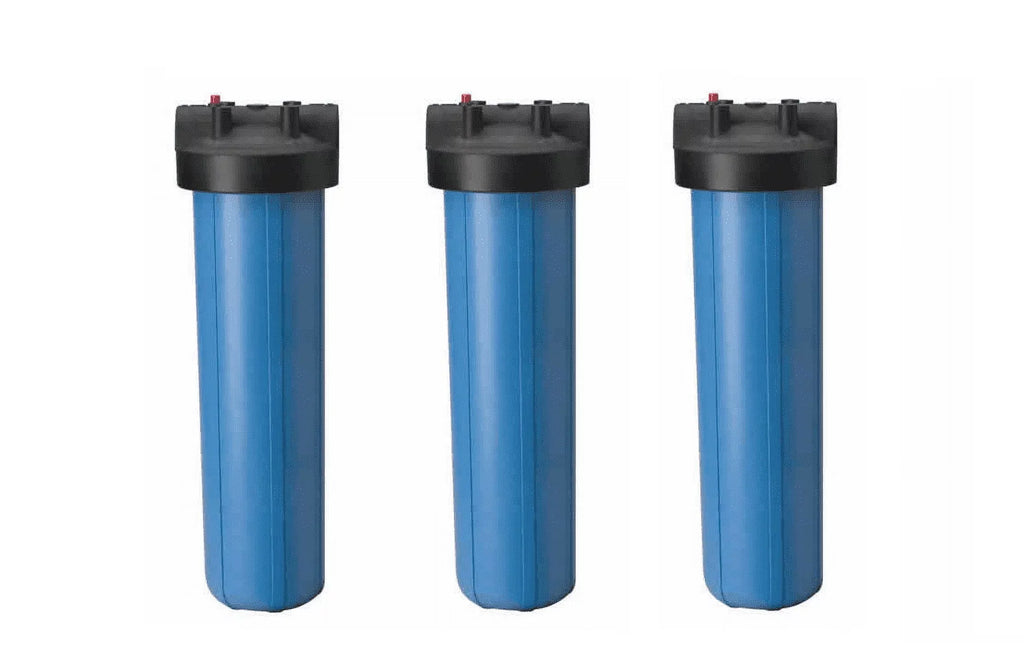 3 Big Blue Housing/Canisters 1" NPT w/ Pressure Relief for 4.5" x 20" FILTER/CARTRIDGES