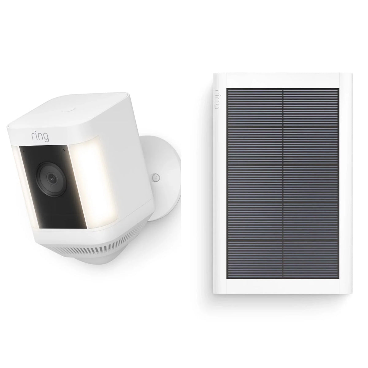 Ring_Video Spotlight Plus Battery Camera & Solar Panel Bundle with Savings Story Cleaning Cloth, Night Vision, HD, Wifi, Security