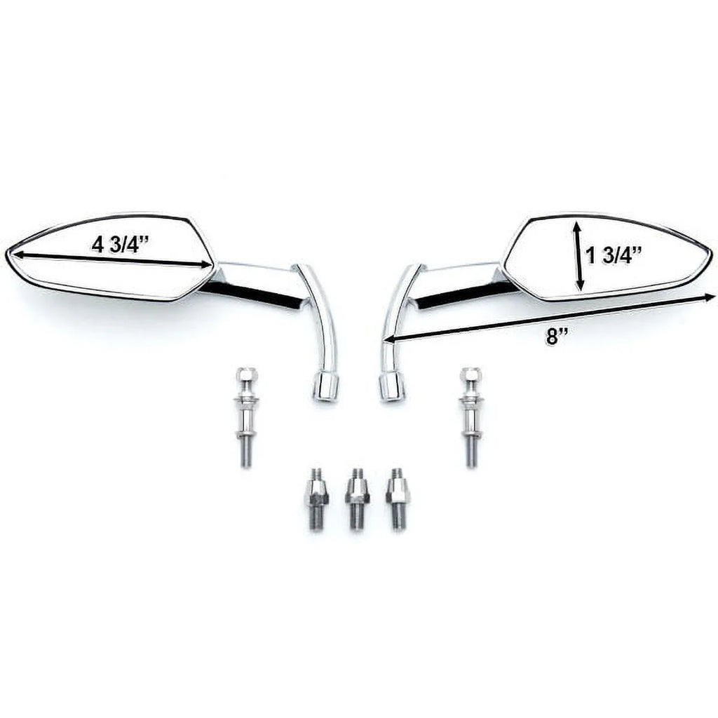 Krator Custom Rear View Mirrors Chrome Pair w/Adapters Compatible with Triumph Speedmaster Speed Master