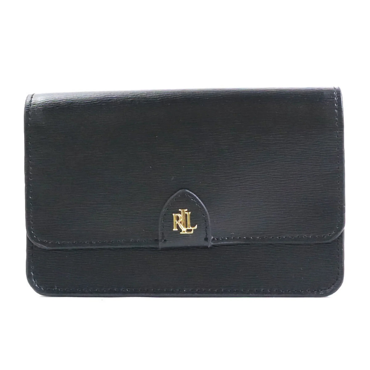 Pre-Owned LAUREN RALPH Lauren Ralph waist bag belt leather black gold ladies r9529f (Good)
