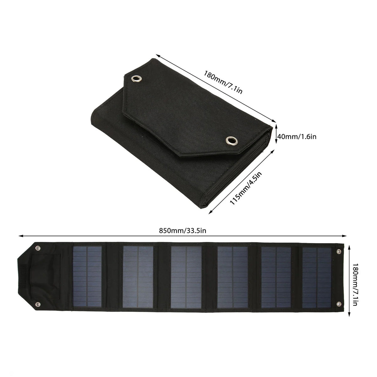 Qulable 28W Portable Solar Panel Charger with USB Port Waterproof 5V 4A Foldable Solar Charger for Smart Phones Tablets Black