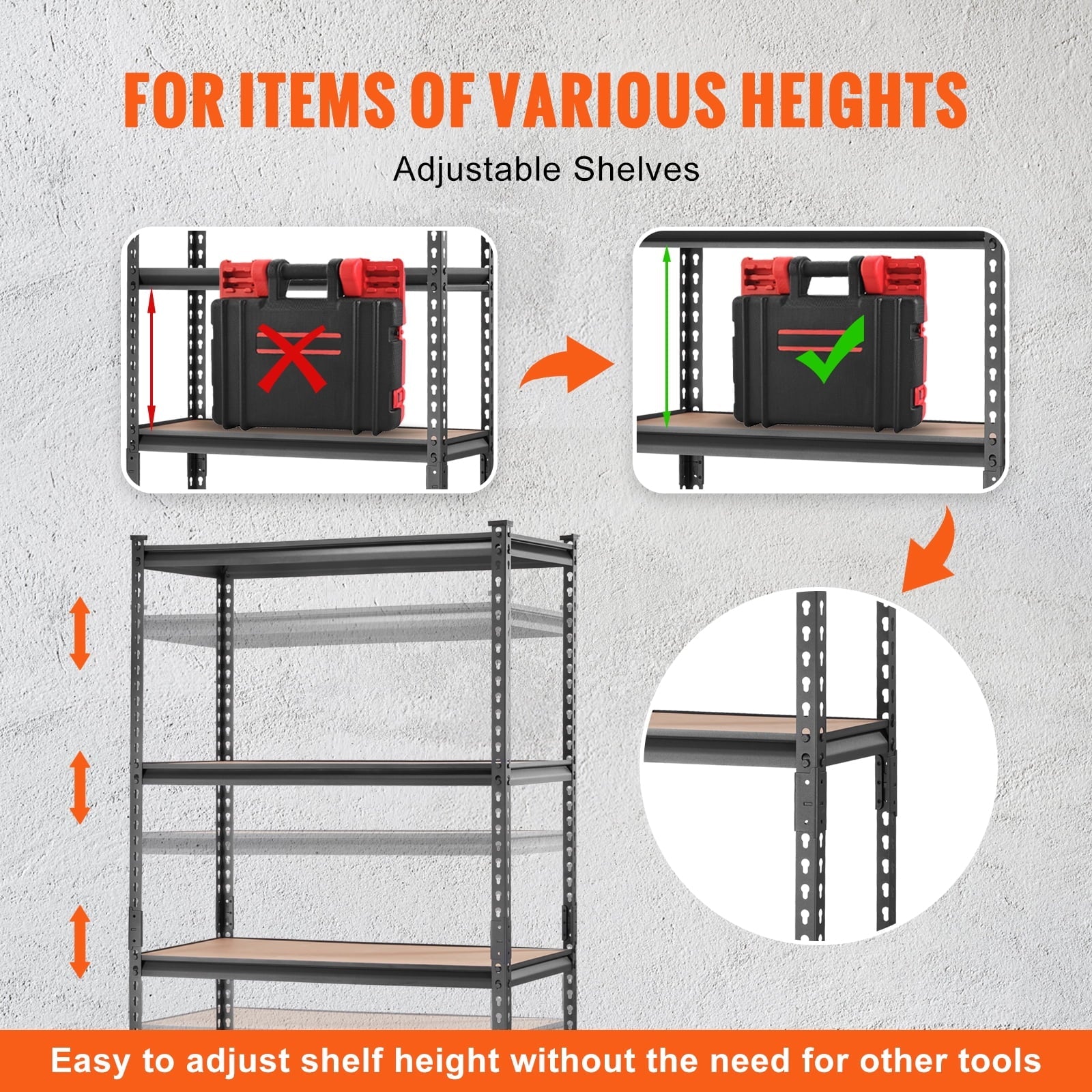 BENTISM Storage Shelving Unit Garage Storage Rack 5-Tier Adjustable 2000 lbs Load