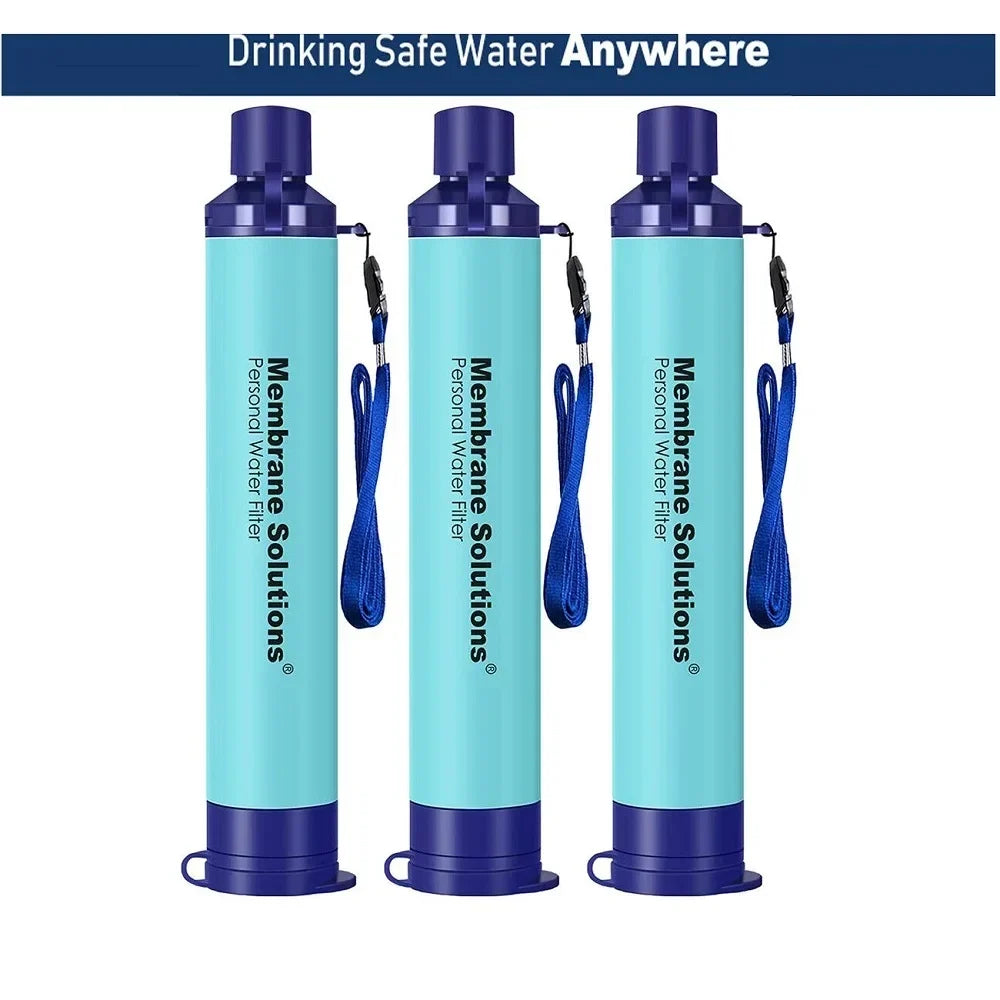 Personal Water Filter Straw Purifier Camping Hiking Emergency Survival 3 Packs