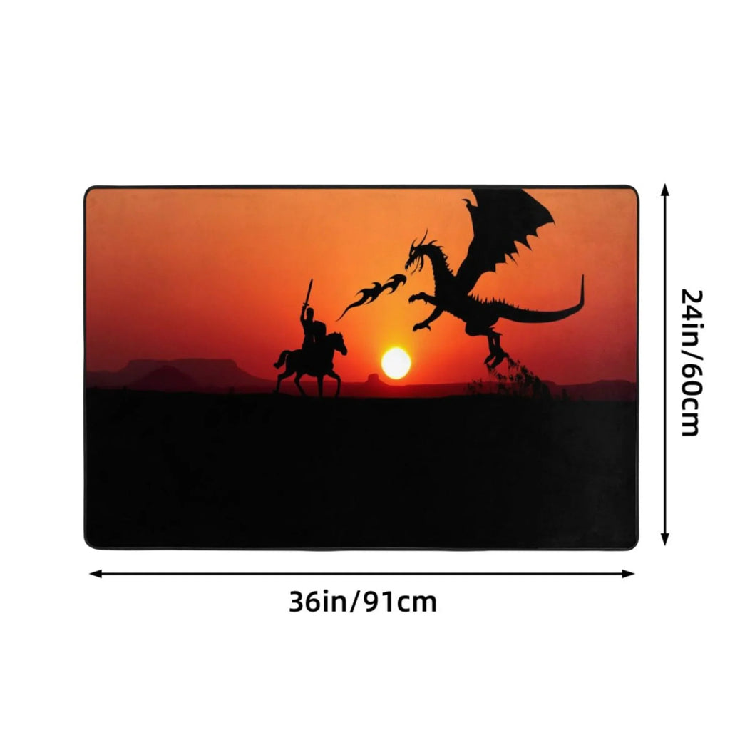 ZICANCN Sunset Dragon Knight Area Rugs Doormat , Facecloth Non-Slip Floor Mat Rug for Living Room Kitchen Sink Area Indoor Outdoor Entrance 72"x48"