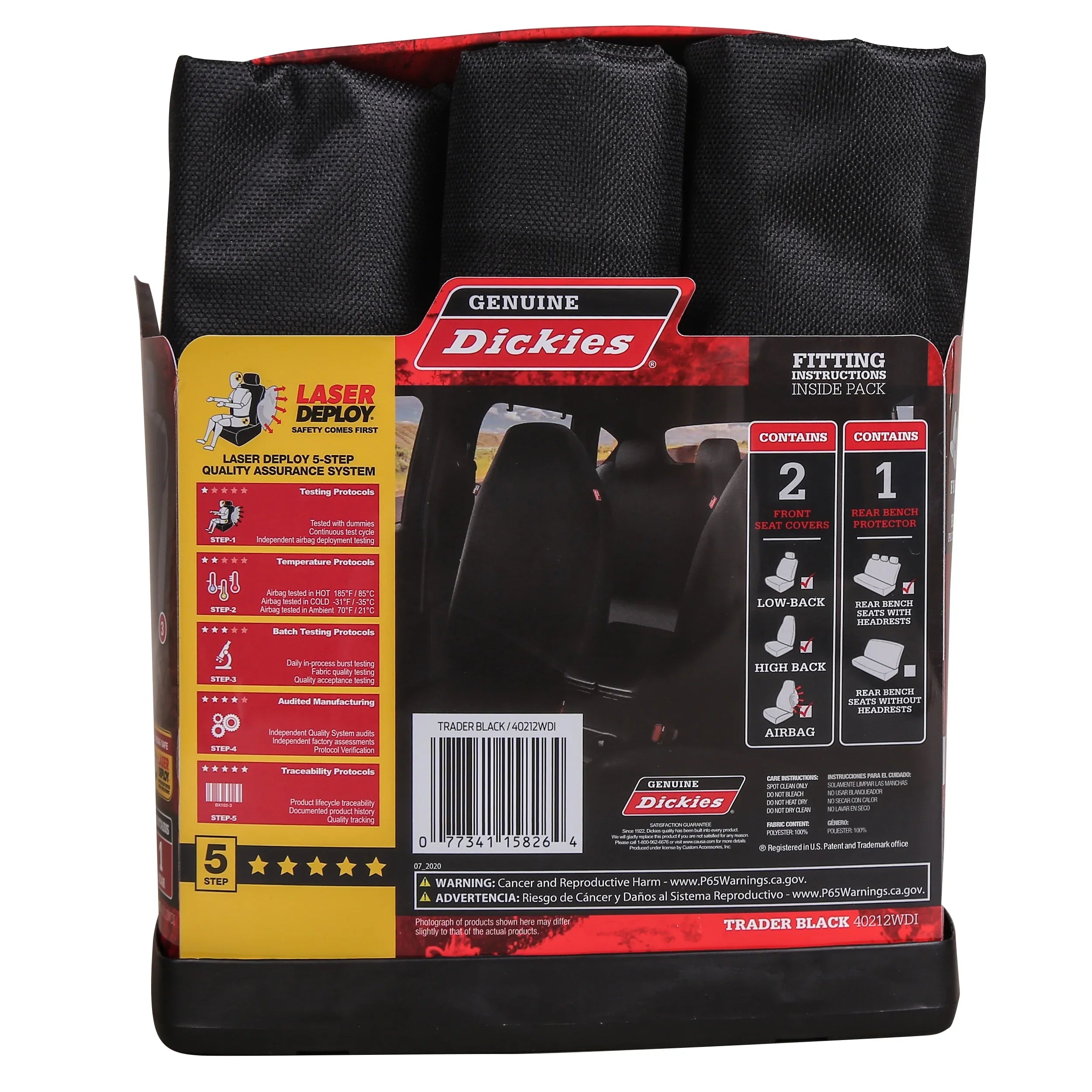 Genuine Dickies Full Vehicle Heavy Duty Polyester Car Seat Covers Black,40212WDI