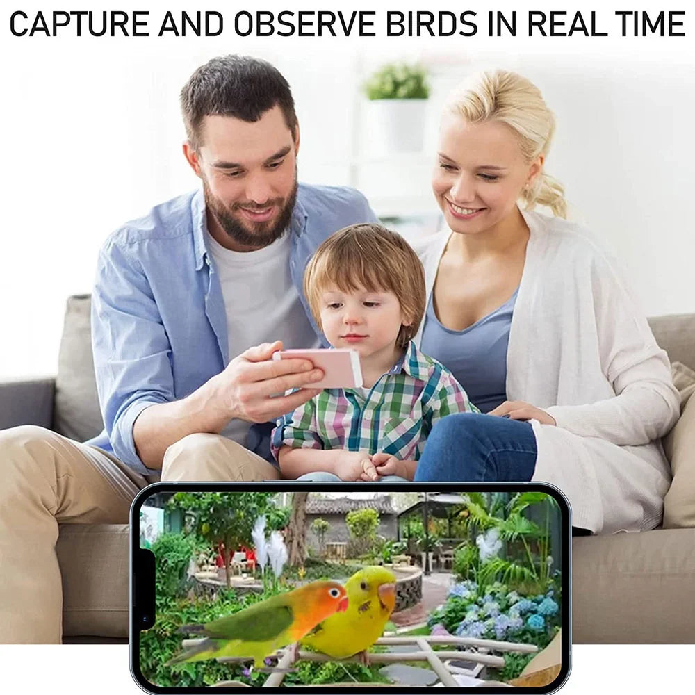 Anself WIFI Smart Bird Feeder Camera 1080P Auto Capture Bird Video Motion Detection Real-time Notification AI Identify Bird Species IP65 Waterproof 128G TF Cards for Bird Watching Enthusiasts