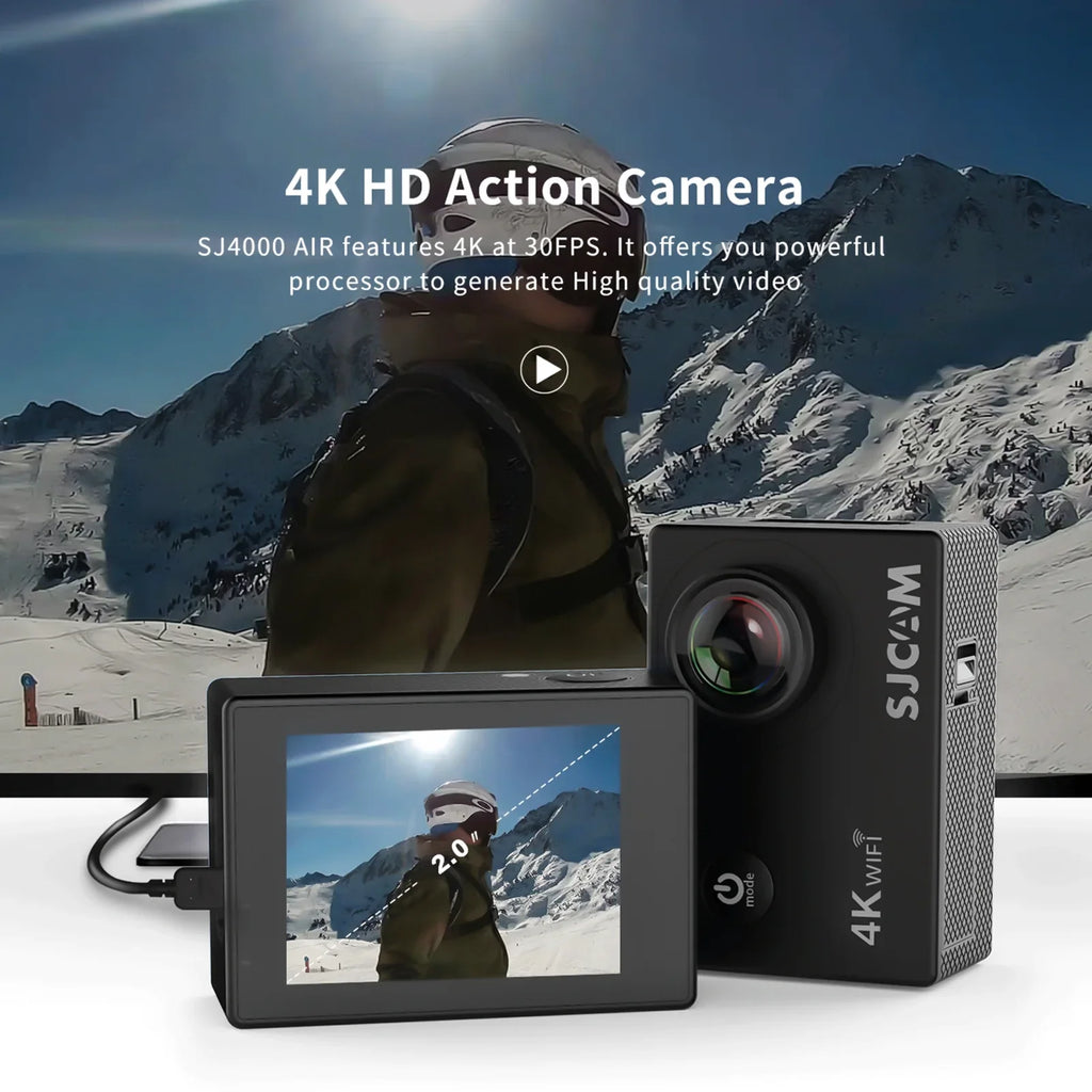 moobody SJ4000AIR 4K Sports Camera with WiFi , Share Your Adventures with 16MP Photos and 2,inch IPS Screen!