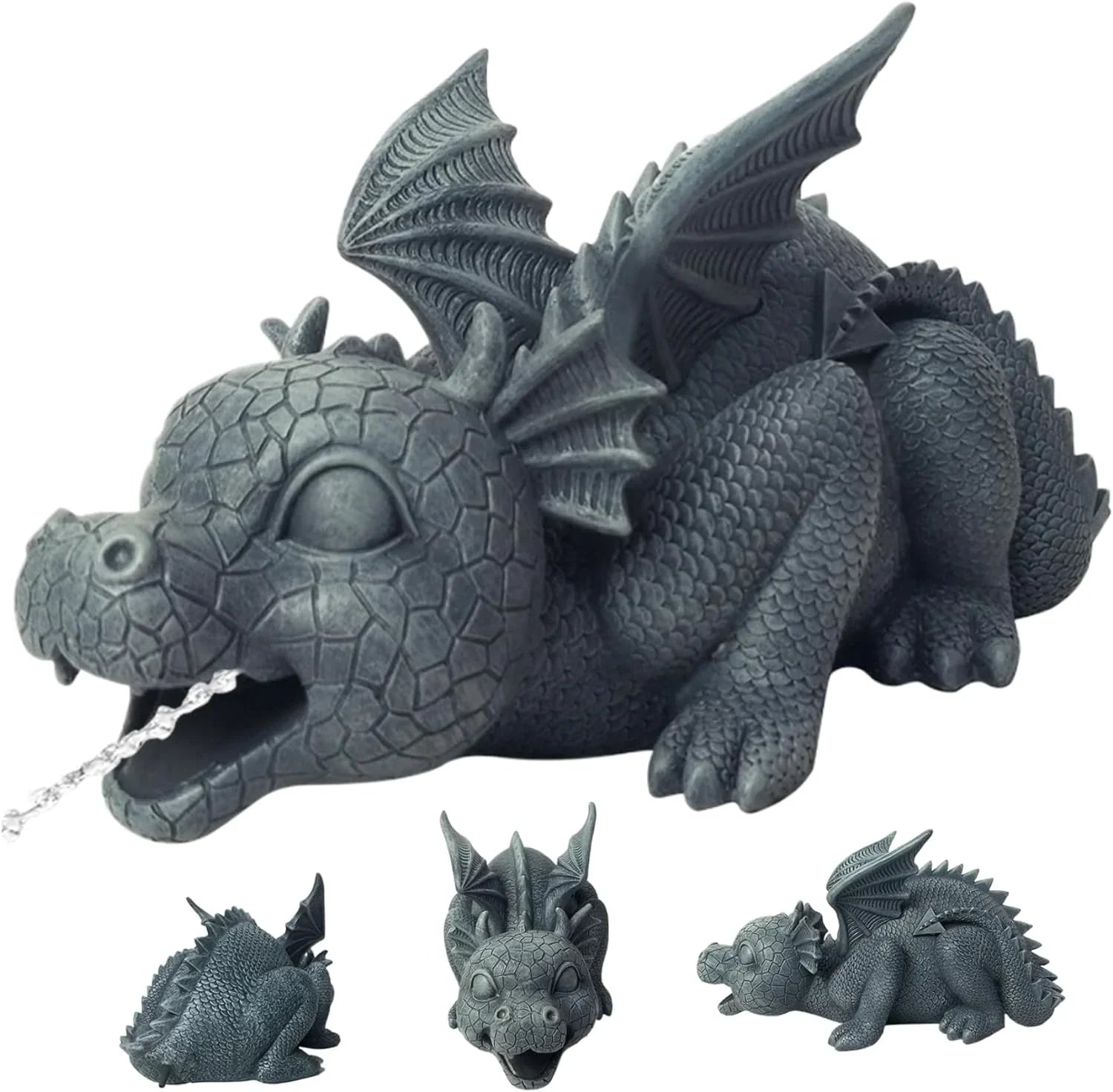 Dragon Fountain Resin Pond Spouting Dragon Garden Statue Weather Resistant Realistic Water Spray Dragon Statue for Yard Park Courtyard Pond Pool