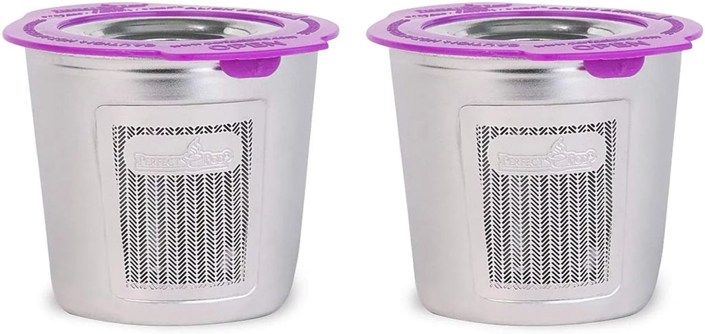 Perfect Pod 2-Pack Cafe Fill Stainless Steel Reusable Coffee Pod Micro-Etched Metal Filter, Compatible with Keurig Single Cup Coffee Makers & Select Other Models