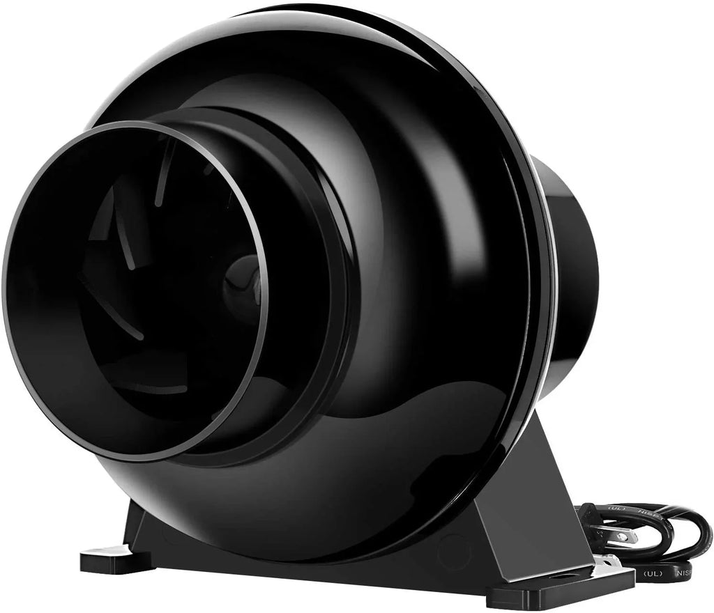 iPower 4 inch 195 CFM Inline Duct Ventilation Fan Air Circulation Vent Blower for Grow Tent, 4" Lite, Black, 1-Pack