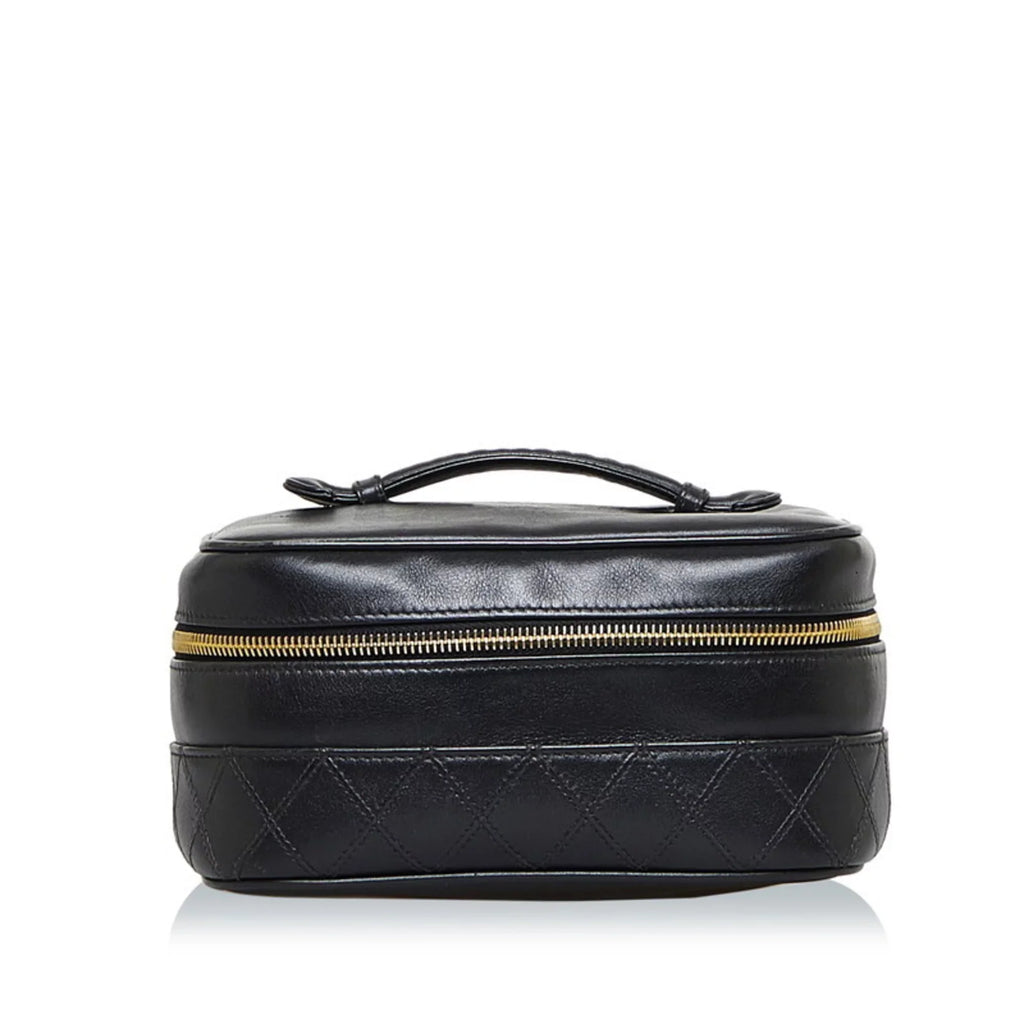 Pre-Owned Chanel Cocomark Bicolore Vanity Bag Handbag Black Lambskin Ladies CHANEL (Fair)