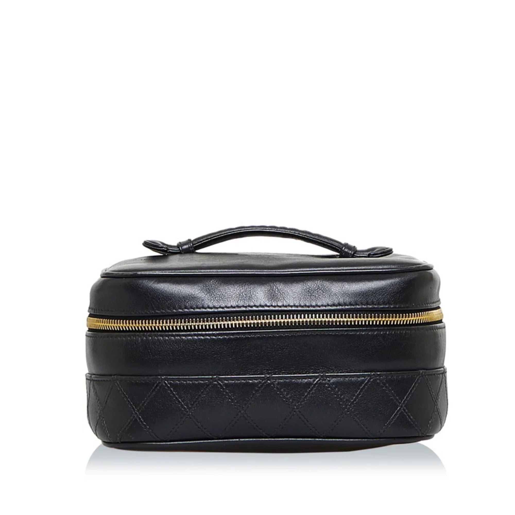 Pre-Owned Chanel Cocomark Bicolore Vanity Bag Handbag Black Lambskin Ladies CHANEL (Fair)