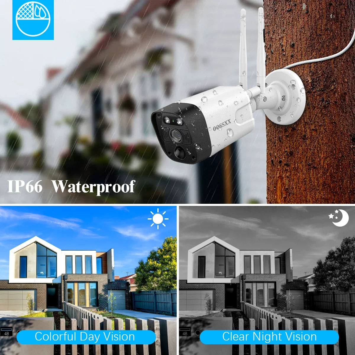 OOSSXX 5MP security cameras wireless wifi,2PcsOutdoor camera PIR Detection, Security Cameras Wireless Wifi 2-Way Audio Dual Antennas