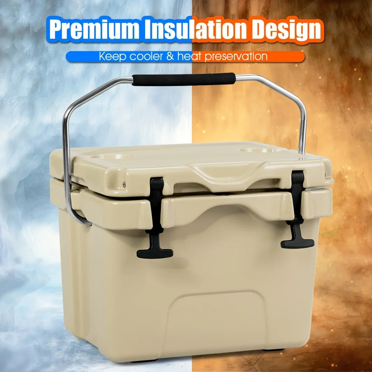 COSTWAY 16-Quart Cooler - Durable Leak-Proof Ice Chest, Keeps 24 Cans Chilled - Ideal for Outdoor Camping & Picnics