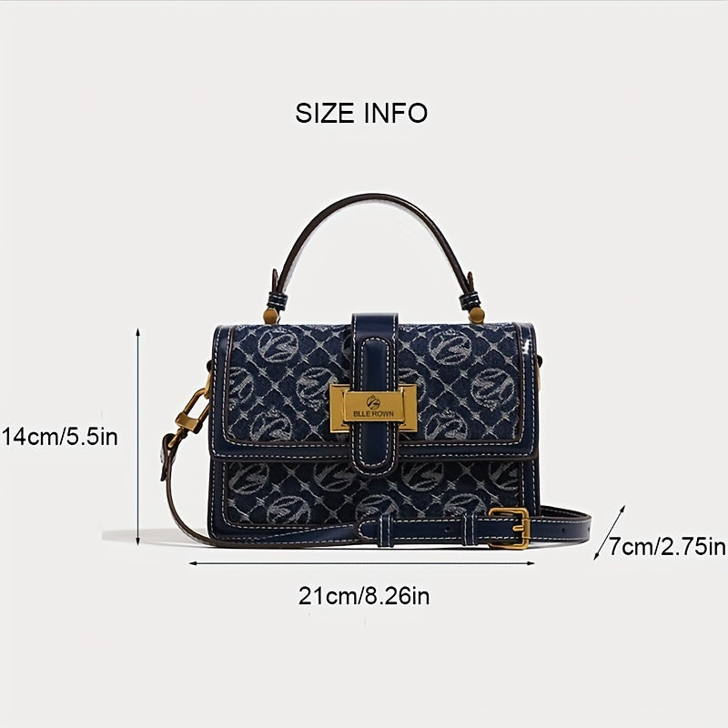 MICHROE Texture Fashion Small Square Bag - Klein Blue Series Classic Messenger Bag Retro Pattern Purse For Women