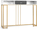 NLTBONNIE Console Table with Drawer - Sofa with Anti-Toppling Device &amp; Adjustable Foot Pads Faux Marble Foyer Table for Hallway Entryway Living Room Dining Room &amp; Kitchen Ent