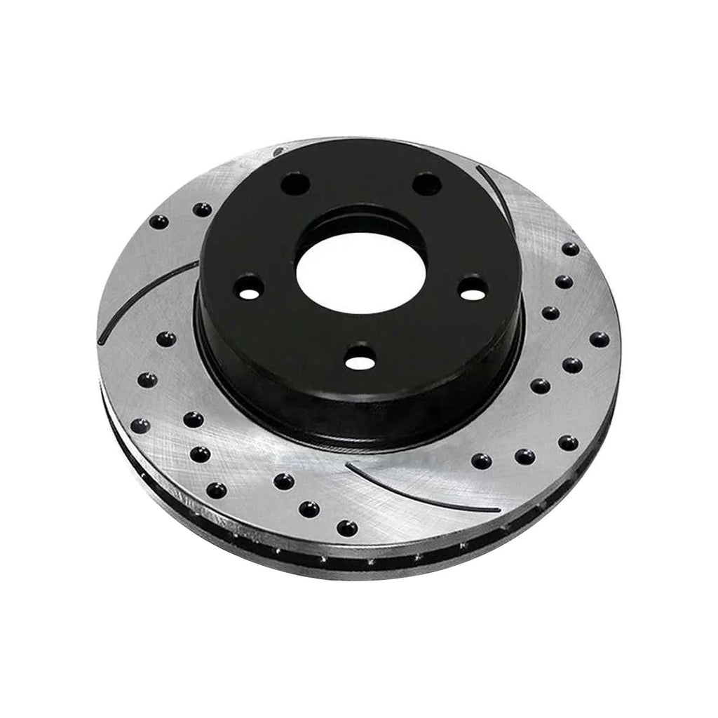 AutoShack Front Drilled Slotted Brake Rotors Black Pair of 2 Driver and Passenger Side Replacement for 2007-2010 2011 2012 Dodge Caliber 2008-2017 Mitsubishi Lancer 1.8L 2.0L 2.4L AWD FWD PR63039LR