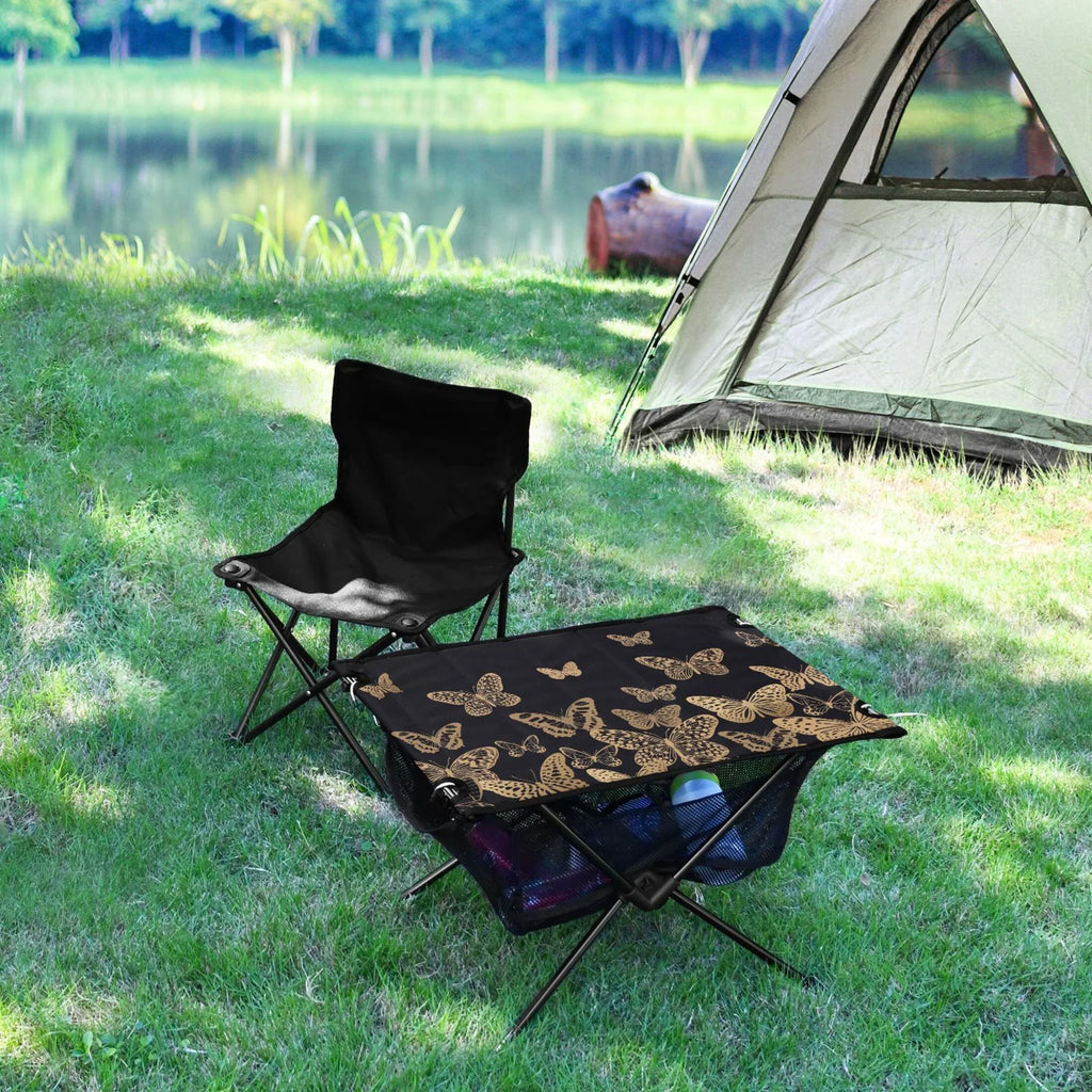 Butterflies Camping Folding Table Portable Beach Table with Storage Bag Compact Picnic Table for Outdoor Travel Fishing BBQ