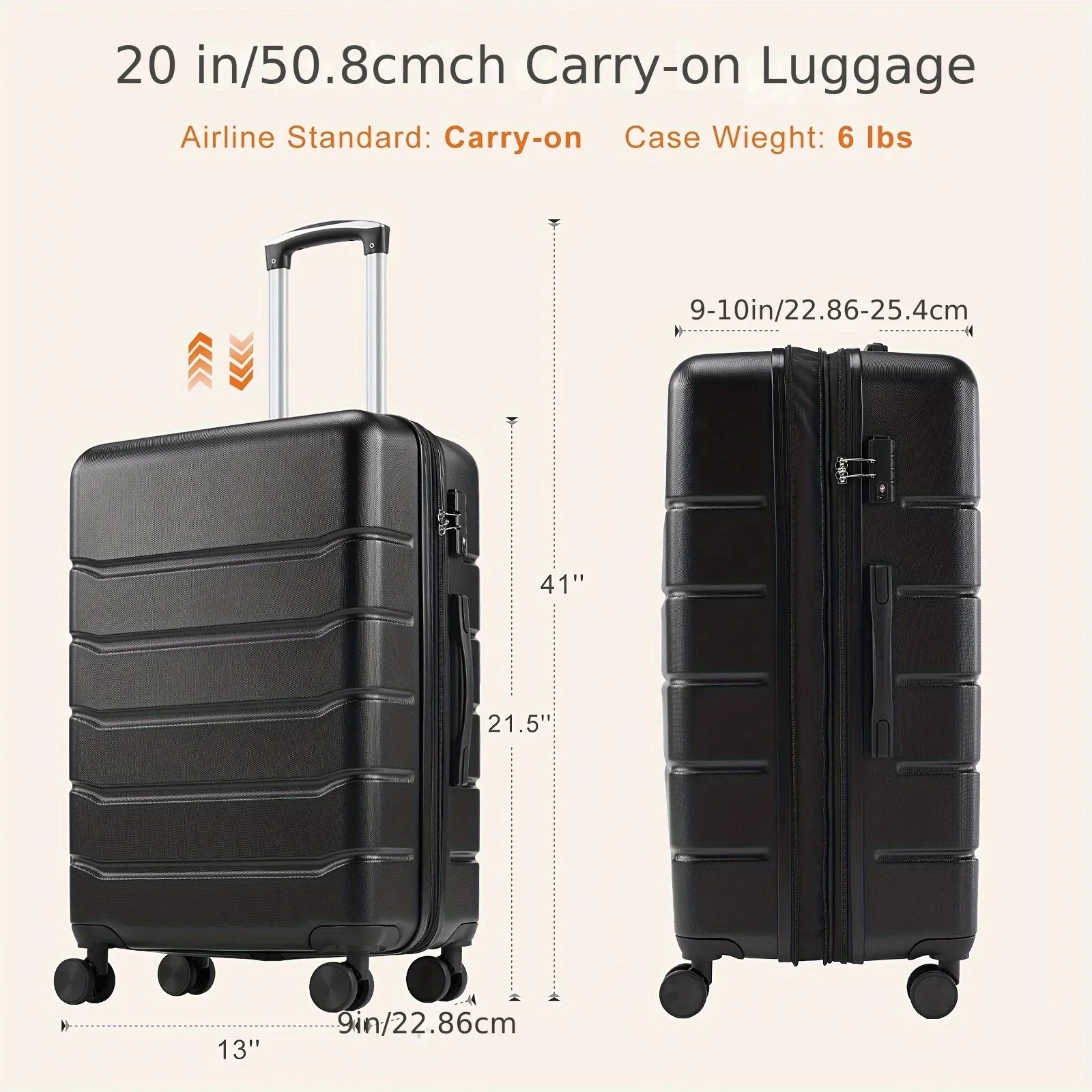 Lightweight Carry-On Trolley Suitcase – TSA Lock, Durable Double Spinner Wheels – Secure & Convenient Travel Case for Jetsetters