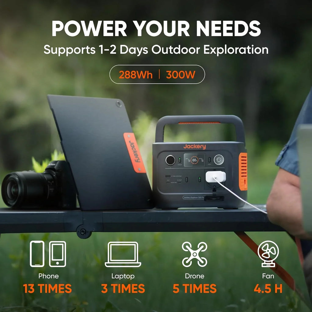 Restored Jackery Explorer 300 Plus Portable Power Station, 288Wh Backup LiFePO4 Battery, Solar Generator (Solar Panel Not Included) for RV, Outdoors, Camping, Traveling, and Emergencies (Refurbished)