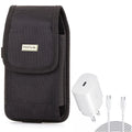 Holster Rugged Case Belt Clip w 10ft USB-C Cable PD Type-C 25W Fast Home Charger for LG Stylo 6 5 4 Plus, K92 5G, Harmony 4 - Lively Jitterbug Smart3 - Motorola One Zoom, Moto Z4 Z3 Play