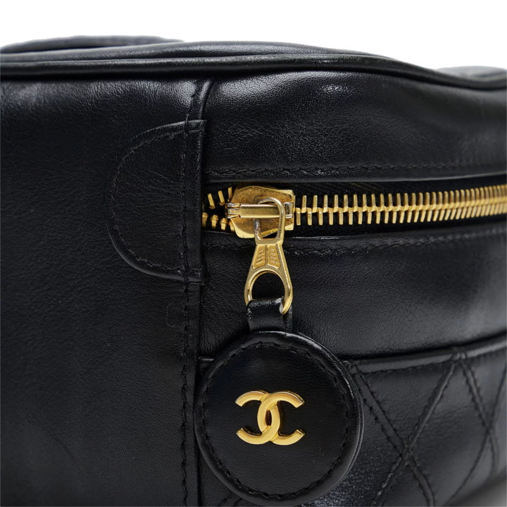 Pre-Owned Chanel Cocomark Bicolore Vanity Bag Handbag Black Lambskin Ladies CHANEL (Fair)