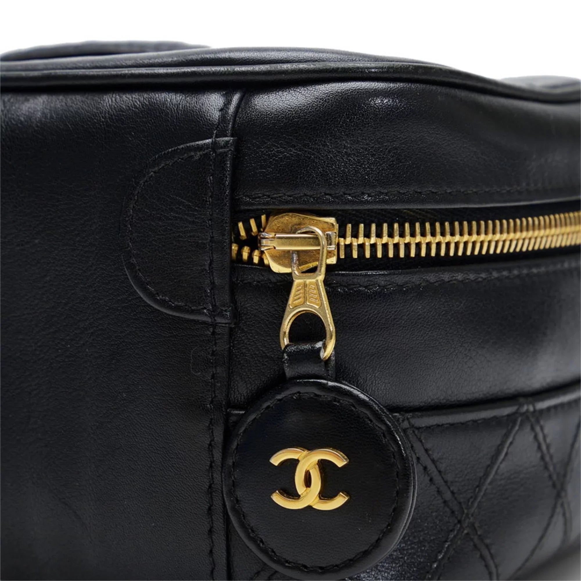 Pre-Owned Chanel Cocomark Bicolore Vanity Bag Handbag Black Lambskin Ladies CHANEL (Fair)
