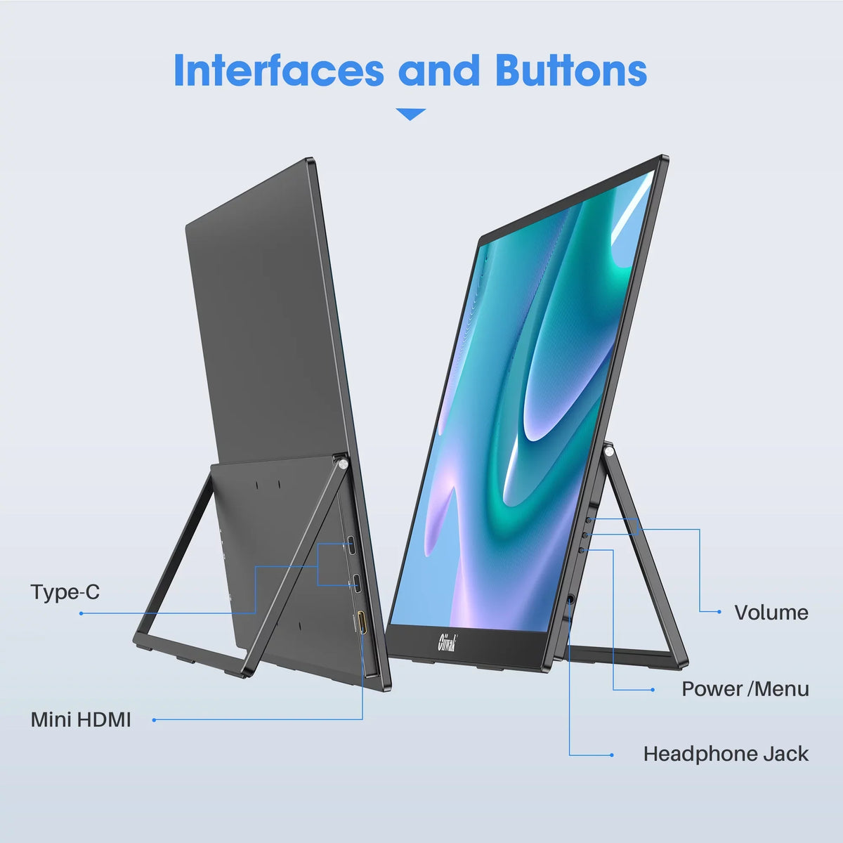 Oiiwak 18.5 inch Large Portable Monitor,100HZ Second Screen Extender for Notebook, 100% sRGB 1080P FHD IPS Frameless Travel Gaming Monitor, Dual Speakers, 180° Foldable Stand & VESA