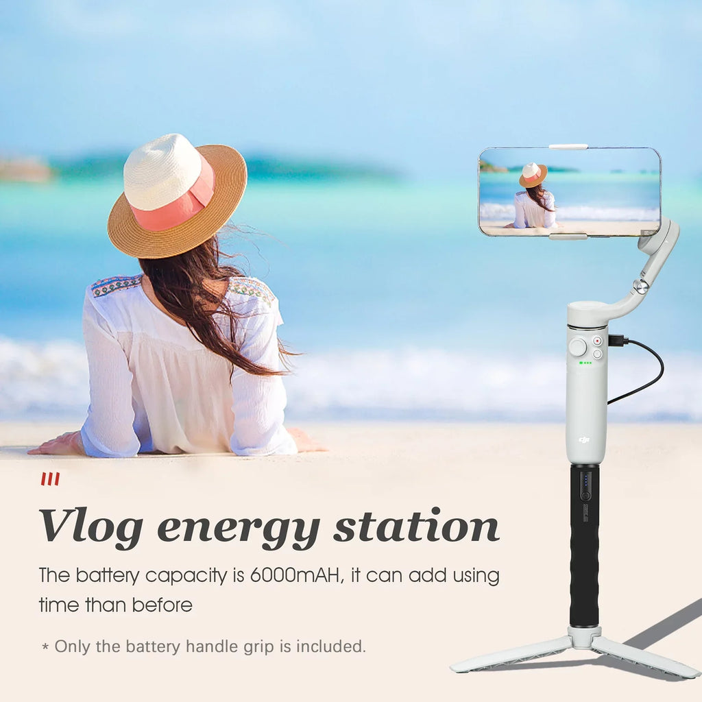 Multifunctional Power Bank Handle Grip with 6000mAh Large Capacity Battery 14 Inch Screw USB Charging Port Replacement for Action 2 OSMO Action FIMI PALM 2 FIMI PALM hero 8 9 10 ONE
